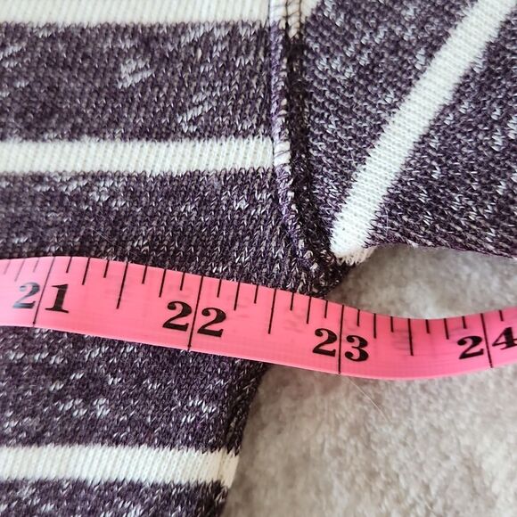Striped Purple Hoodie Sweater with Drawstring - Picture 7 of 9